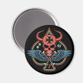 Lucky Winged Maltese Devil Skull of Spades Magnet (Vorderseite/Rückseite)