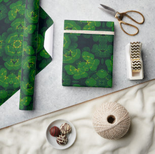 Lucky Wrap Grünes Irisches Kleeblatt-Muster Nr. 1 Geschenkpapier