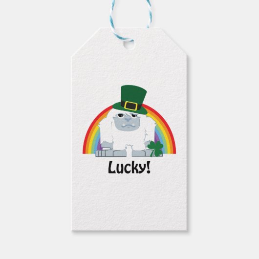 Lucky Yeti Leprechaun Geschenkanhänger (Vorderseite)