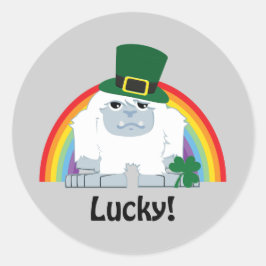 Lucky Yeti Leprechaun Runder Aufkleber
