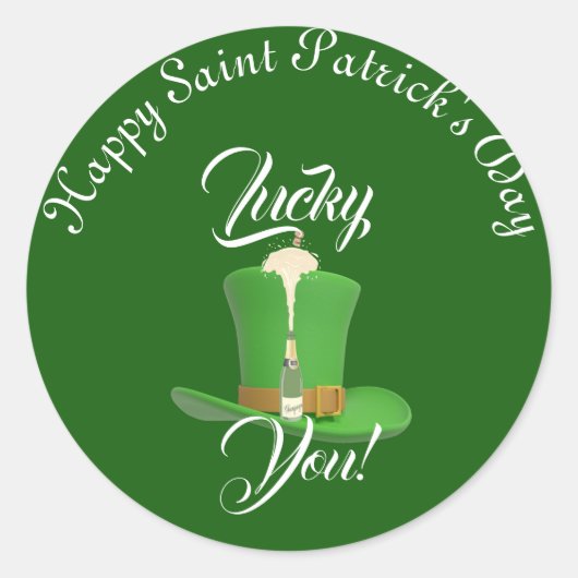 Lucky You Champagne Happy St. Patricks Day Runder Aufkleber (Vorderseite)