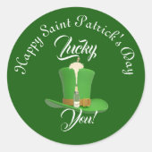 Lucky You Champagne Hat Happy Saint Patricks Day  Runder Aufkleber (Vorderseite)