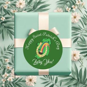 Lucky You Irland St. Patricks Tag mit Goldtopf Runder Aufkleber