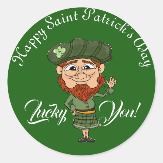 Lucky You Leprechaun Elf Happy St. Patricks Day Runder Aufkleber (Vorderseite)
