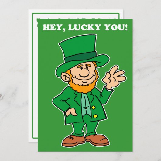 Lucky You Leprechaun St Patrick's Day Party Einlad Einladung (Vorne/Hinten)