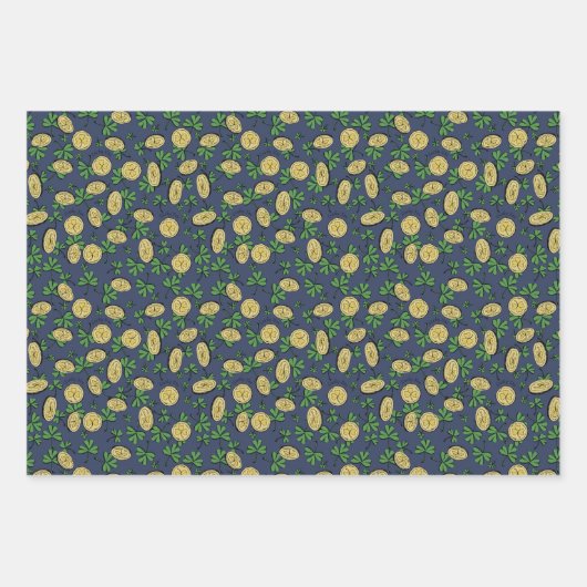 Lucky You St Patricks Day Kleeblatt Coins Cloins Geschenkpapier Set (Vorderseite 2)