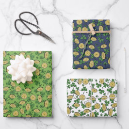 Lucky You St Patricks Day Kleeblatt Coins Cloins Geschenkpapier Set
