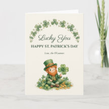 Lucky You Watercolor Leprechaun St. Patricks Karte