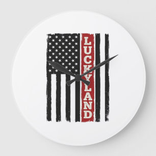 Luckyland Vertikale Patriotische Flagge Vintage Große Wanduhr