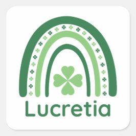Lucretia Name Clover Boho Rainbow Quadratischer Aufkleber