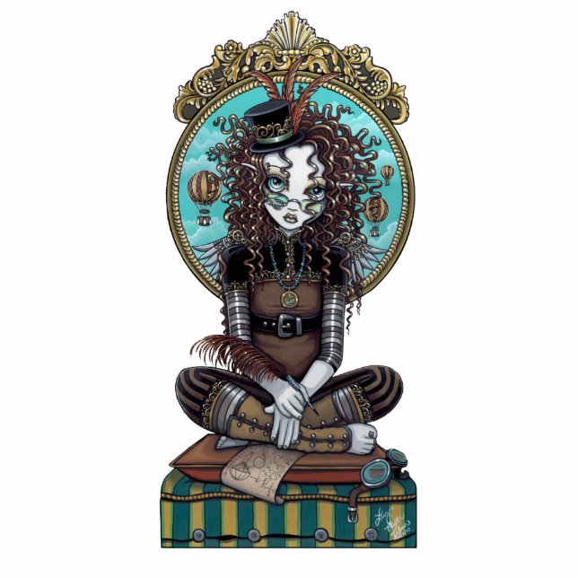 "Lucy" Dampf-miserabele feenhafte Freistehende Fotoskulptur (Vorne)