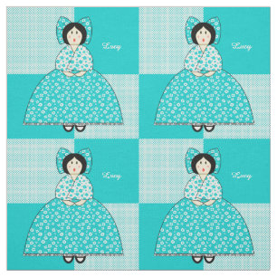 Lucy Doll mit Aqua Polka Dot Background Stoff