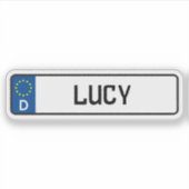 Lucy German Car License Plate Aufkleber (Vorderseite)
