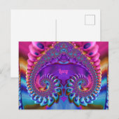 LUCY ~ Glossy Postcard 3D Pink Lila Zany Postkarte (Vorne/Hinten)