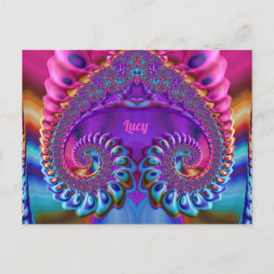 LUCY ~ Glossy Postcard 3D Pink Lila Zany Postkarte