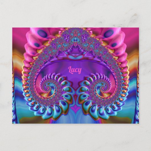 LUCY ~ Glossy Postcard 3D Pink Lila Zany Postkarte (Vorderseite)