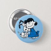 Lucy Hugging Snoopy Button (Vorne & Hinten)