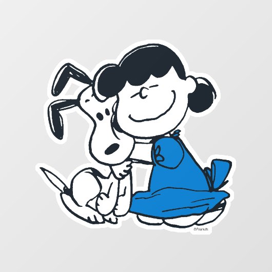 Lucy Hugging Snoopy Fensteraufkleber (Blatt)
