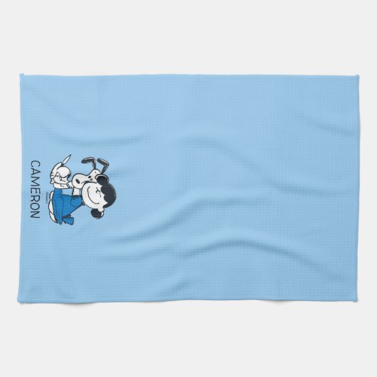 Lucy Hugging Snoopy Geschirrtuch (Horizontal)