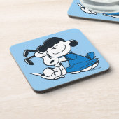 Lucy Hugging Snoopy Getränkeuntersetzer (Linke Seite)