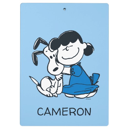 Lucy Hugging Snoopy Klemmbrett (Rückseite)