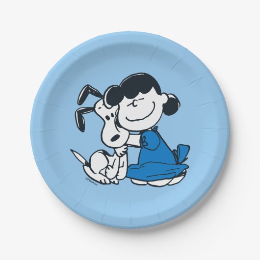 Lucy Hugging Snoopy Pappteller (Vorderseite)