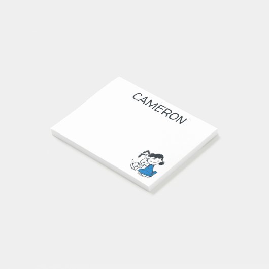 Lucy Hugging Snoopy Post-it Klebezettel (angewinkelt)