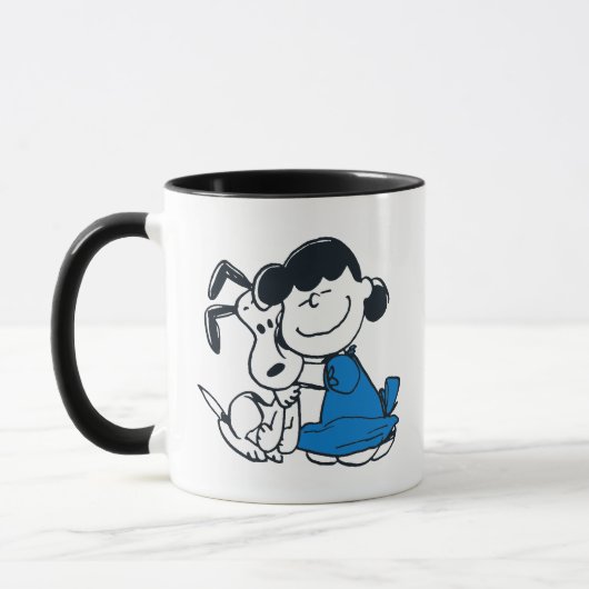 Lucy Hugging Snoopy Tasse (Links)
