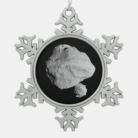 Lucy Mission Dinkinesh Binary Asteroid Schneeflocken Zinn-Ornament (Vorderseite)