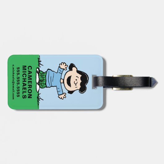 Lucy mit Waffen weit Gepäckanhänger (Rückseite horizontal)