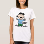 Lucy mit Waffen weit T-Shirt<br><div class="desc">Karo aus dieser süße Figur Kunst von Lucy in einem Pullover mit ihren Armen weit aus.</div>