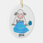 Lucy-Mutterschaf häkelt Weihnachtsverzierung Keramik Ornament (Rechts)