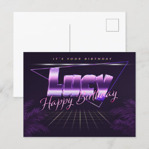 Lucy Name Vorname lila Postkarte Geburtstag