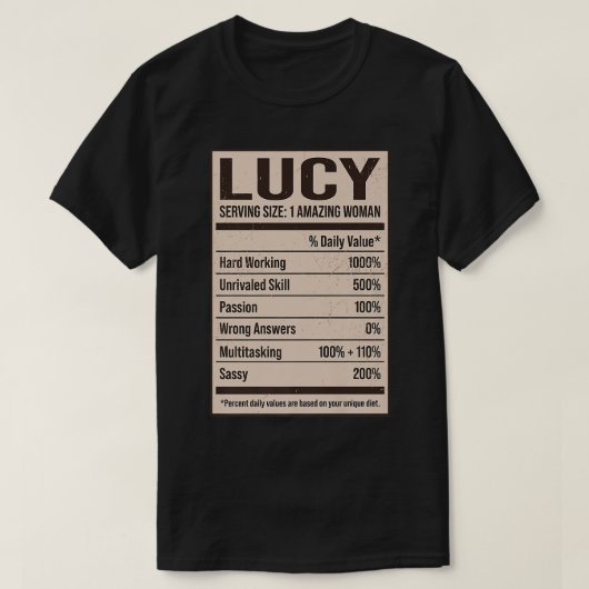 Lucy Nutrition Fakten Name Nickname Alias Titel Fr T-Shirt (Design vorne)
