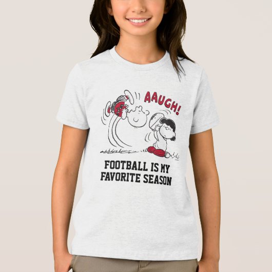 Lucy Pulls Fußball von Charlie Brown Tri-Blend Shirt (Vorderseite)