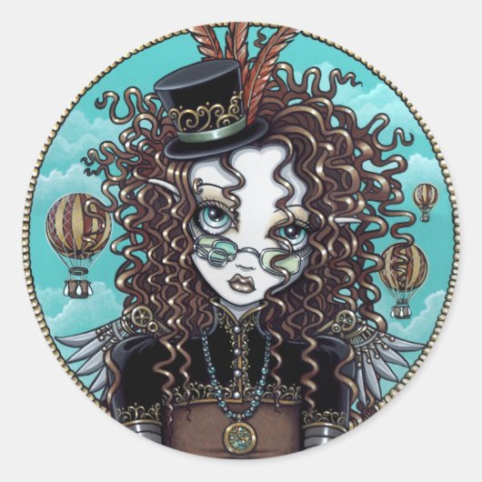 "Lucy" Steam Punk Air Ballon Fairy Art Sticker (Vorderseite)