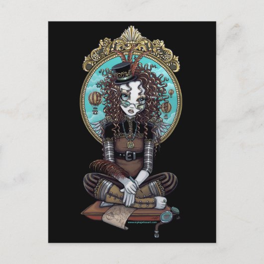 "Lucy" Steam Punk Balloon Fairy Art Postcard Postkarte (Vorderseite)