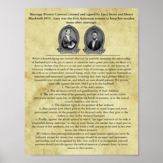 Lucy Stone Ehevertrag Zivile Rechte Poster (Vorne)