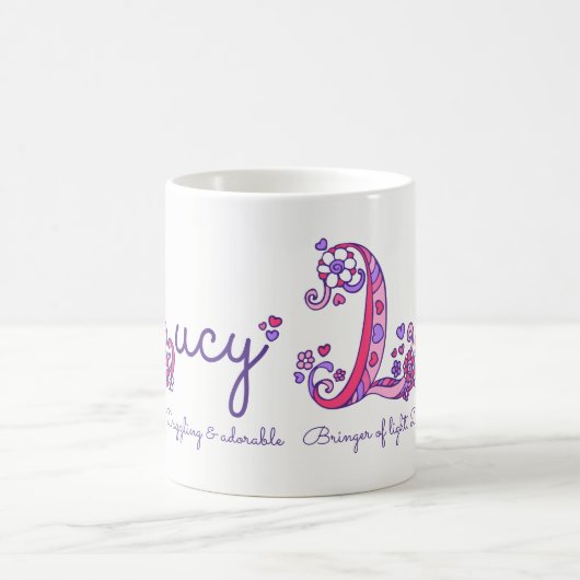 Lucynamensbedeutung dekoratives L Monogramm-Tasse Kaffeetasse (Mittel)