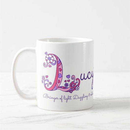 Lucynamensbedeutung dekoratives L Monogramm-Tasse Kaffeetasse (Links)