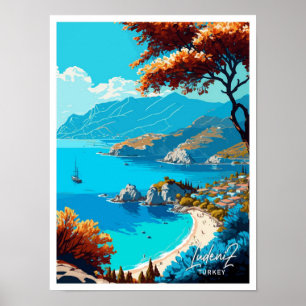 Ludeniz Türkei Reise Vintage-Illustration Poster