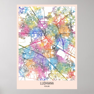 Ludhiana India City Map Poster