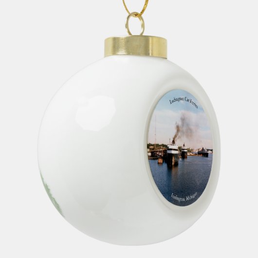 Ludington Car Ferries Ball oder Schneeflocken Keramik Kugel-Ornament (Links)