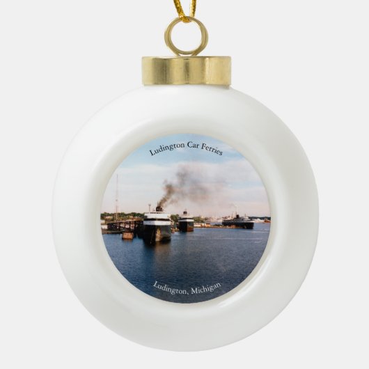Ludington Car Ferries Ball oder Schneeflocken Keramik Kugel-Ornament (Vorderseite)
