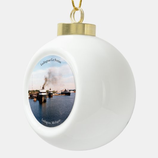 Ludington Car Ferries Ball oder Schneeflocken Keramik Kugel-Ornament (Rechts)