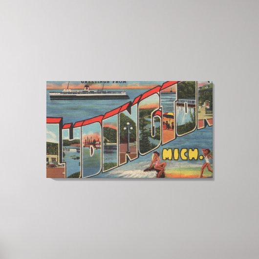 Ludington, Michigan - Große Buchstabenszenen Leinwanddruck (Vorderseite)