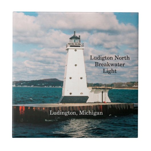 Ludington North Breakwater Light tile Fliese (Vorderseite)