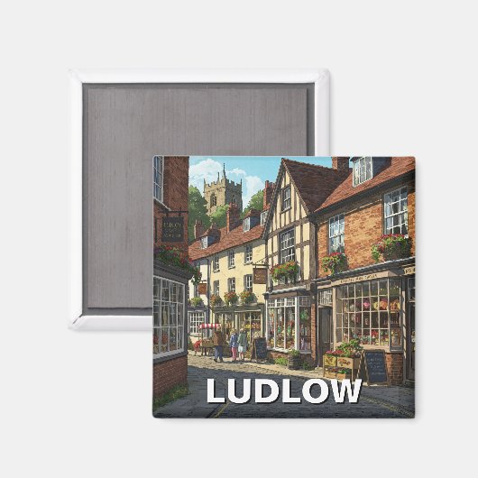 Ludlow England Travel Magnet (Vorderseite/Rückseite)