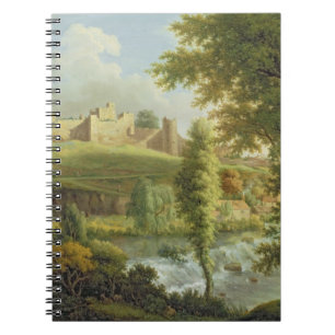 Ludlow Schloss mit Dinham Wehr, vom Süden-Wes Notizblock