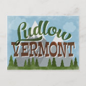 Ludlow Vermont Fun Retro Snowy Mountains Postkarte (Vorderseite)